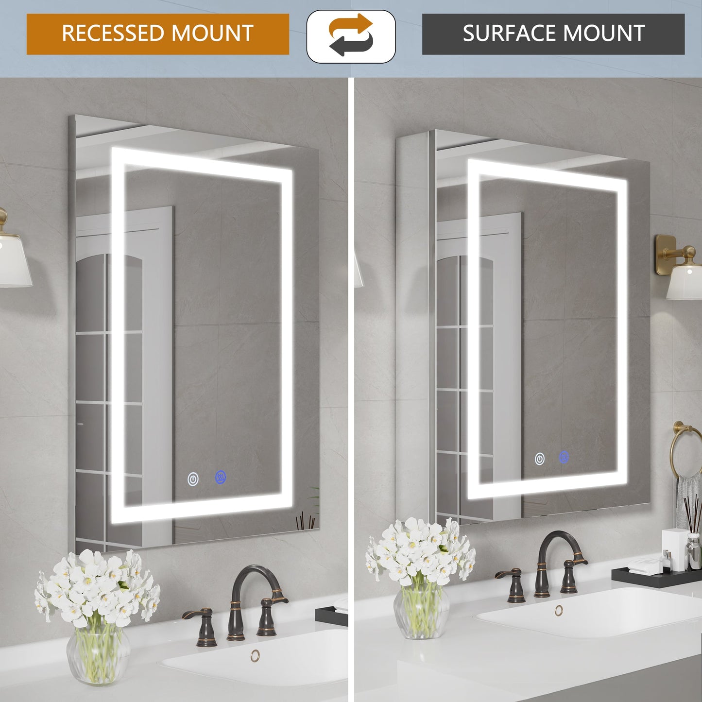 VEWRA 36 x 24 Lighted Medicine Cabinet | Double Door