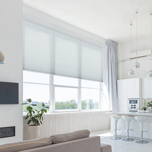 SmartWings Motorized Light Filtering and Blackout Cellular Shades Nowa Designer Texture Helios