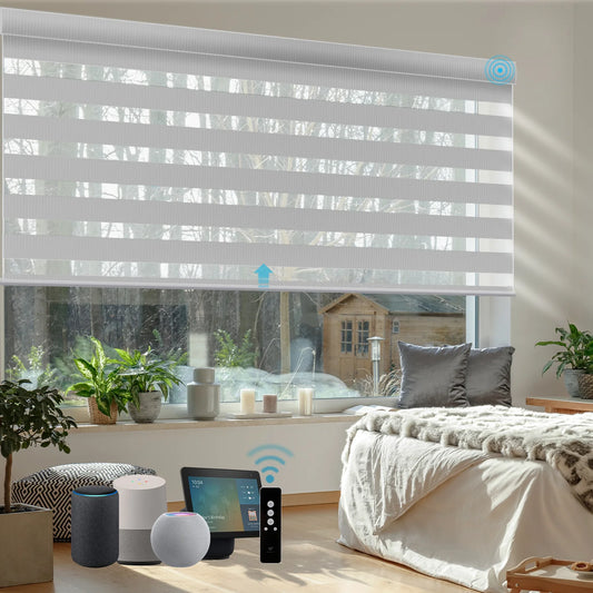 SmartWings Motorized Zebra Shades 100% Blackout 95mm Chloris