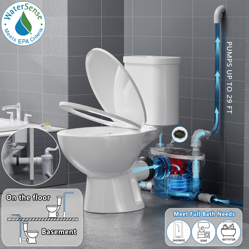 SNFLEX Two-Piece Macerating Toilet | 600W Upflush Toilet