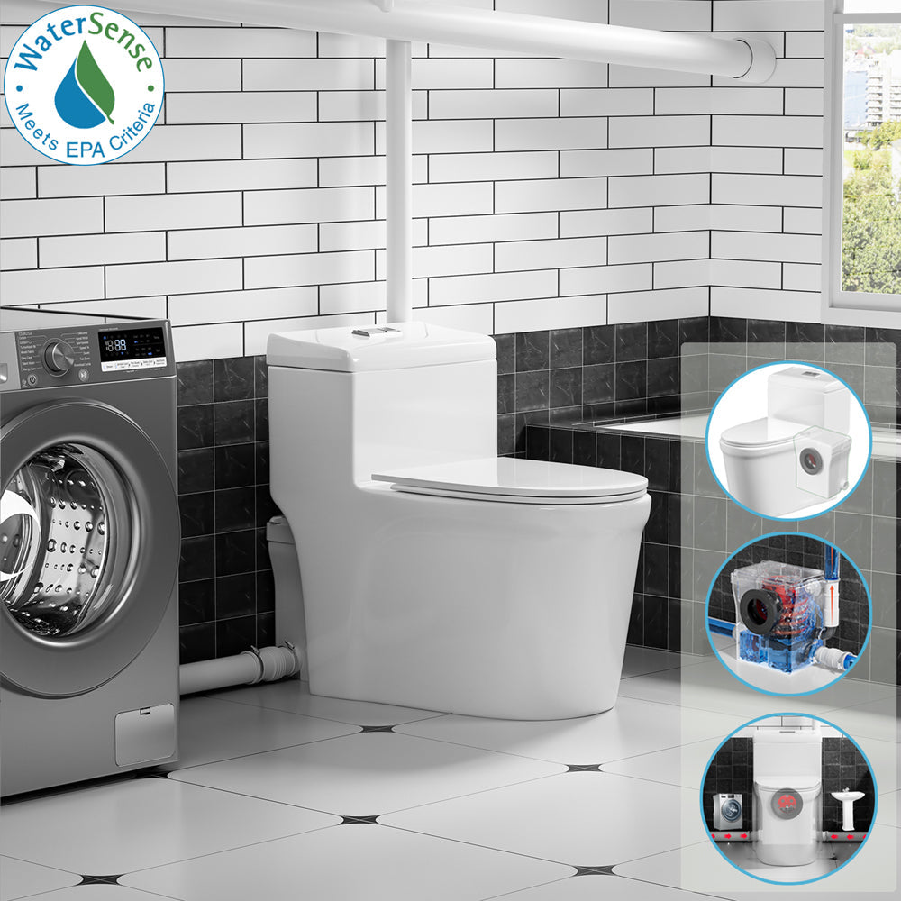 SNFLEX One-Piece Macerating Toilet | 600W Upflush Toilet