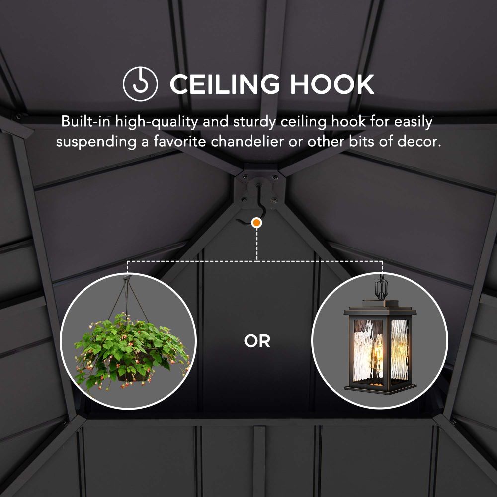 SUNJOY 11x11 Wooden Frame Backyard Hardtop Gazebo with Ceiling Hook - Standard Warm Cedar