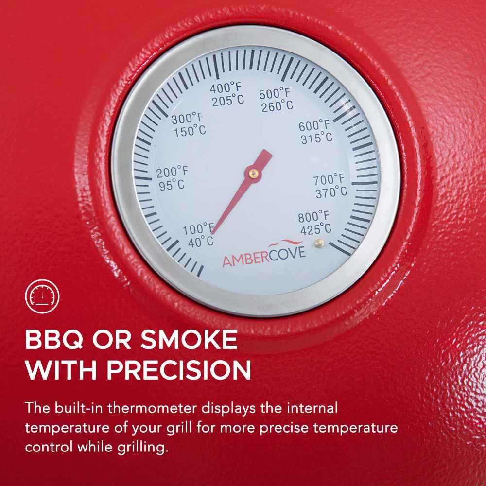 SUNJOY 20 Inch Charcoal Grill, Kamado Grill with Pizza Stone, Ultimate Egg BBQ Grill and Smoker with Wheels - Gray