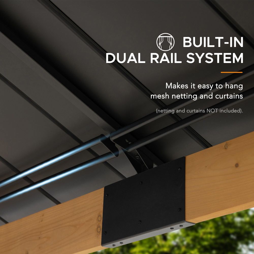 SUNJOY 11x11 Wooden Frame Backyard Hardtop Gazebo with Ceiling Hook - Standard Warm Cedar