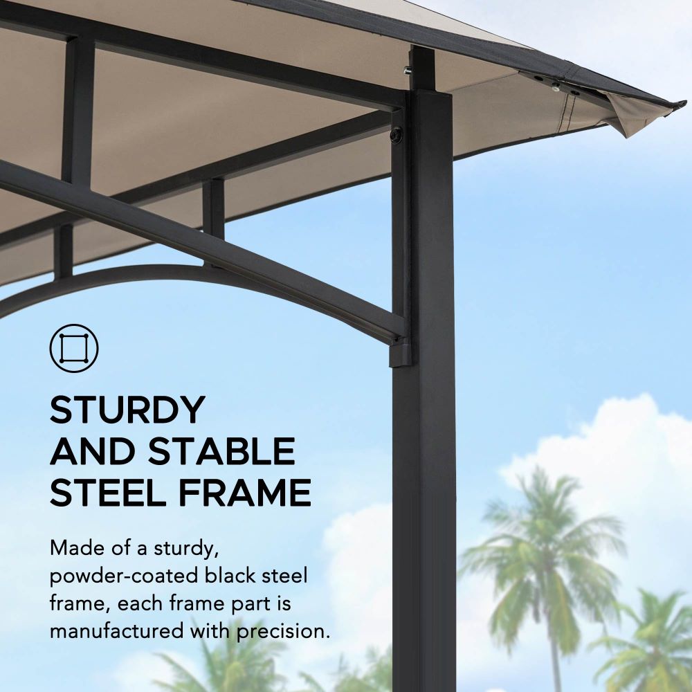 SUNJOY 5x8 BBQ Grill Gazebo with Bar Shelves and Hooks