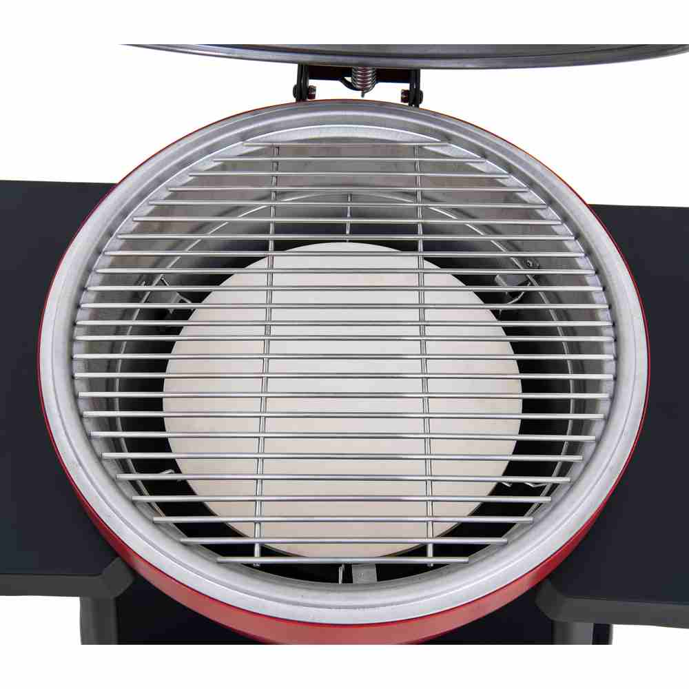 SUNJOY 20 Inch Charcoal Grill, Kamado Grill with Pizza Stone, Ultimate Egg BBQ Grill and Smoker with Wheels - Gray