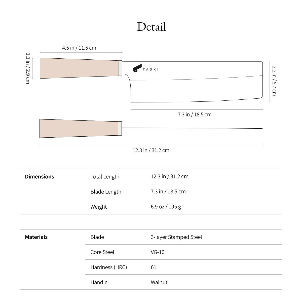 Taski Premium 7 Nakiri Knife