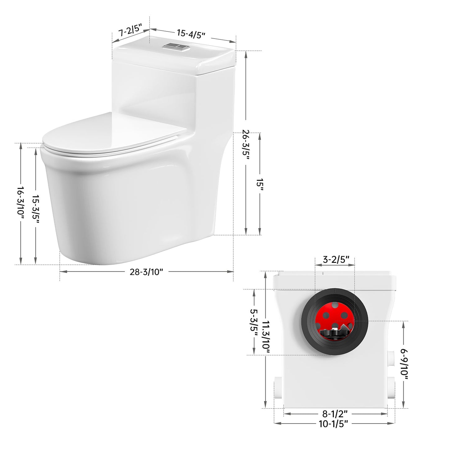 SNFLEX One-Piece Macerating Toilet | 600W Upflush Toilet