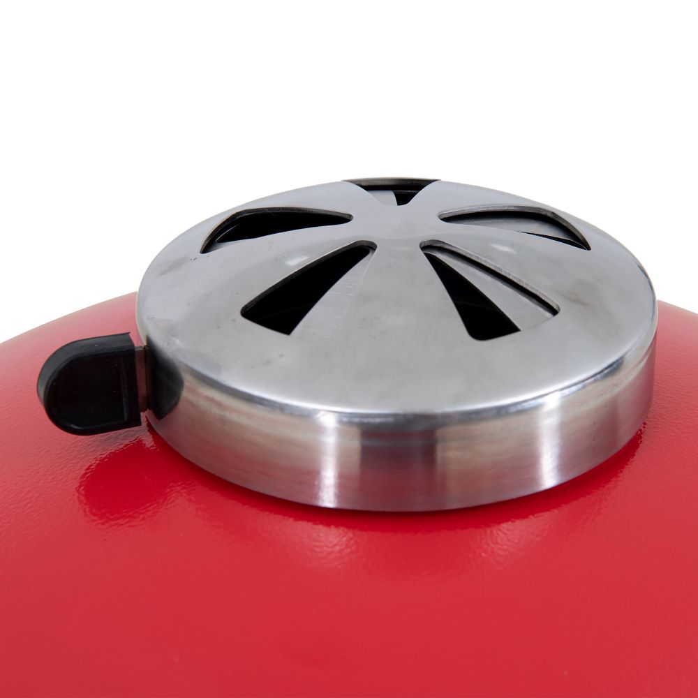 SUNJOY 20 Inch Charcoal Grill, Kamado Grill with Pizza Stone, Ultimate Egg BBQ Grill and Smoker with Wheels - Gray