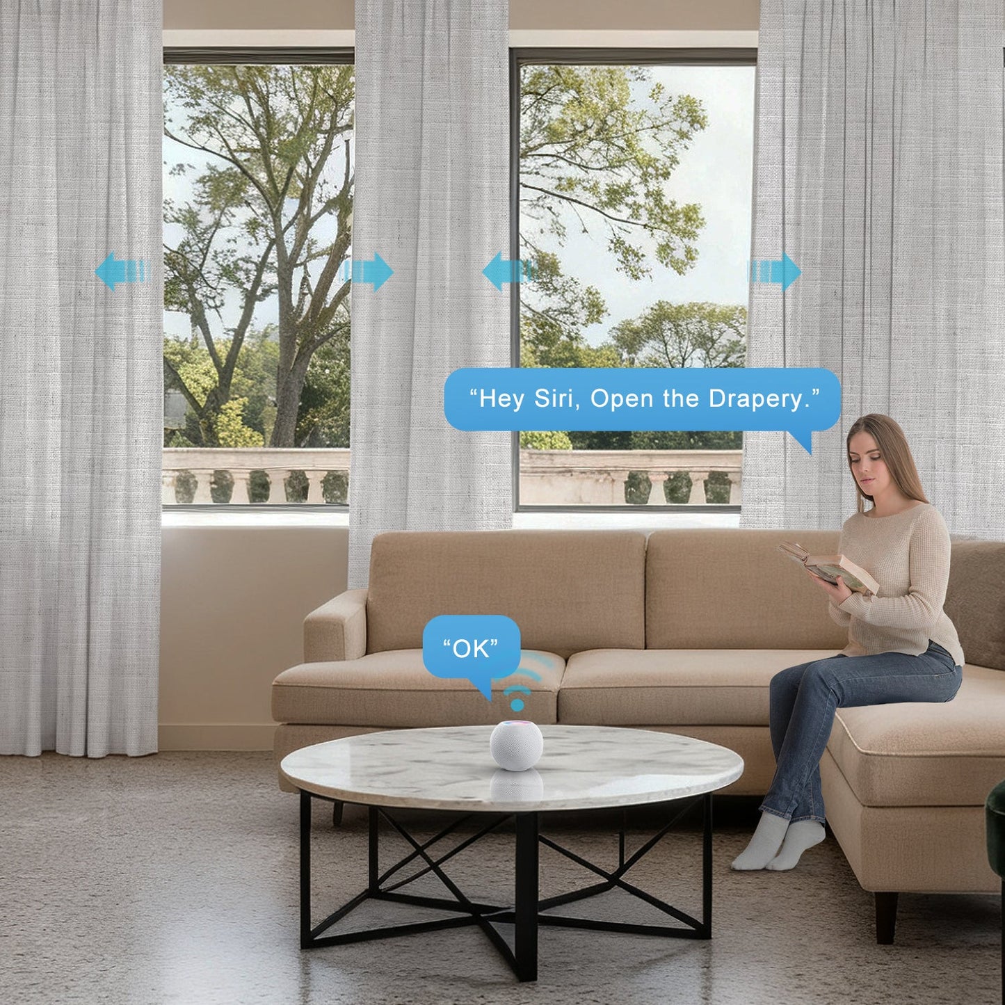 SmartWings Motorized Linen Drapery 50%/70%/100% Blackout Daphne Regular price