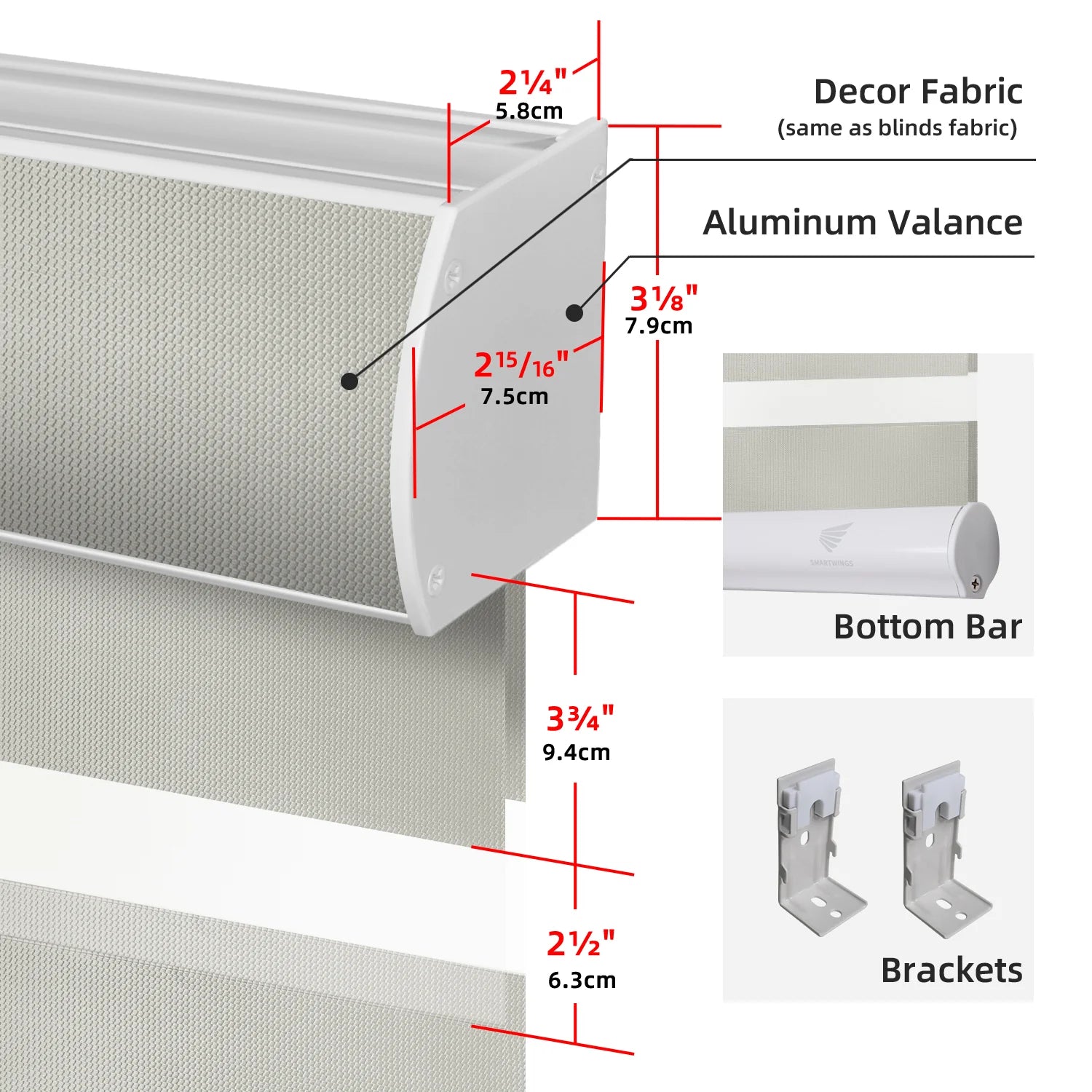 SmartWings Motorized Zebra Shades 100% Blackout 95mm Chloris