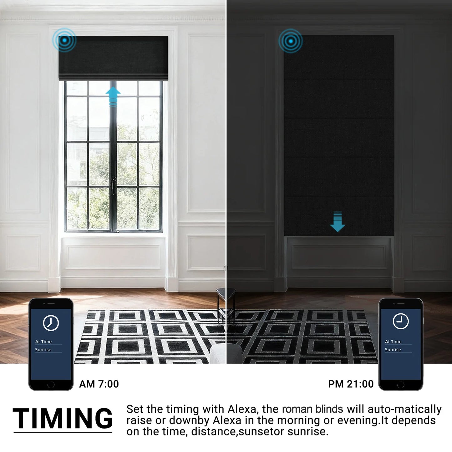 SmartWings Motorized Linen Roman Shades 50%/70%/100% Blackout Daphne