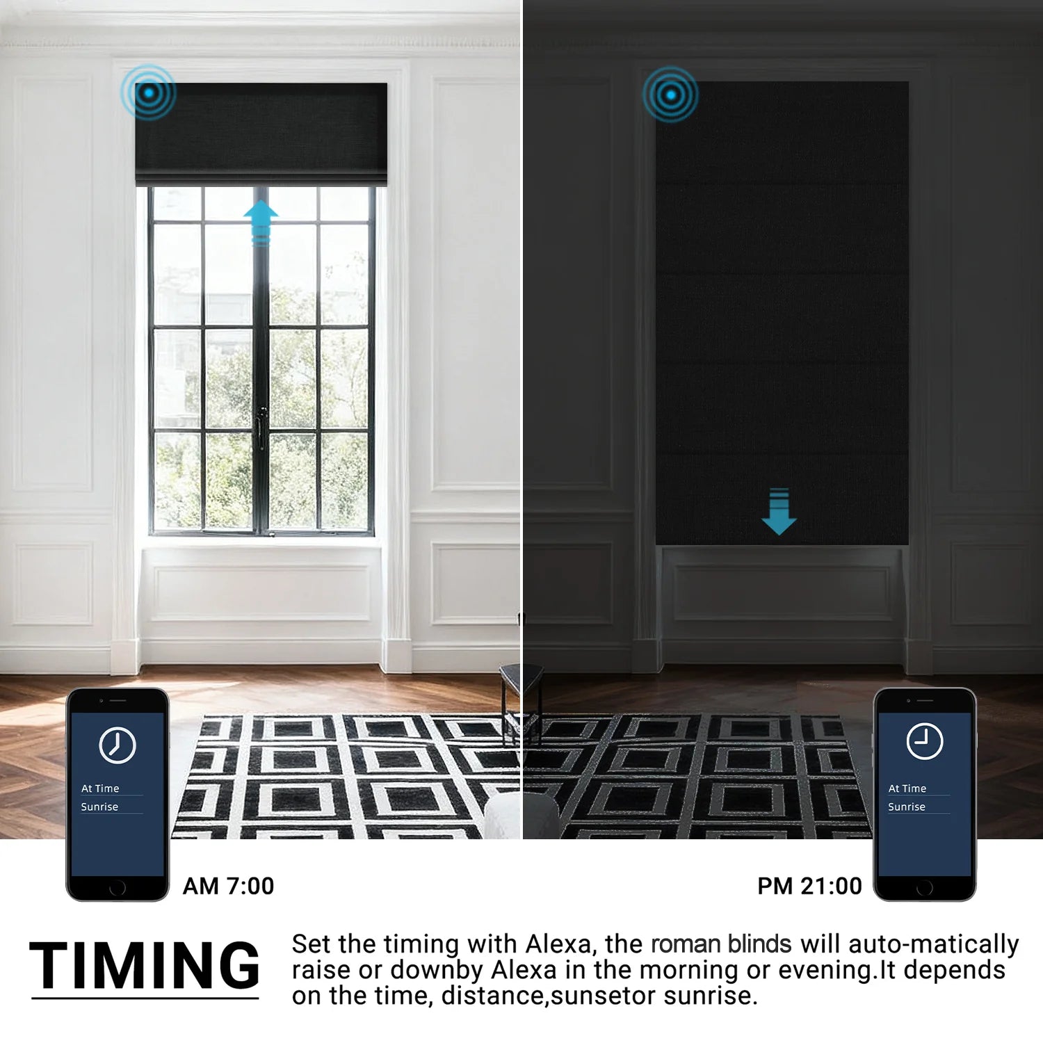 SmartWings Motorized Linen Roman Shades 50%/70%/100% Blackout Daphne