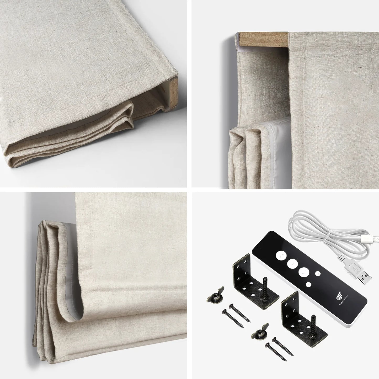 SmartWings Motorized Linen Roman Shades 50%/70%/100% Blackout Daphne