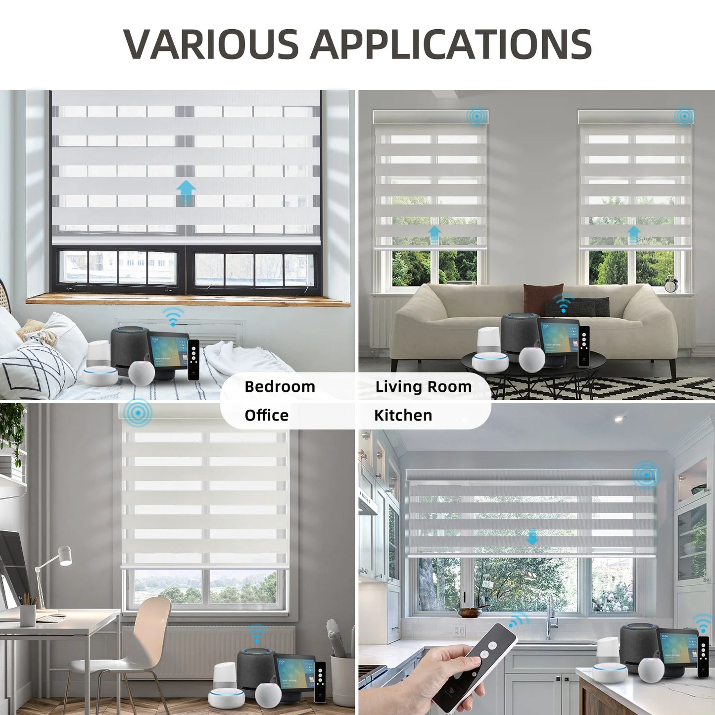 SmartWings Motorized Zebra Shades 100% Blackout 95mm Chloris