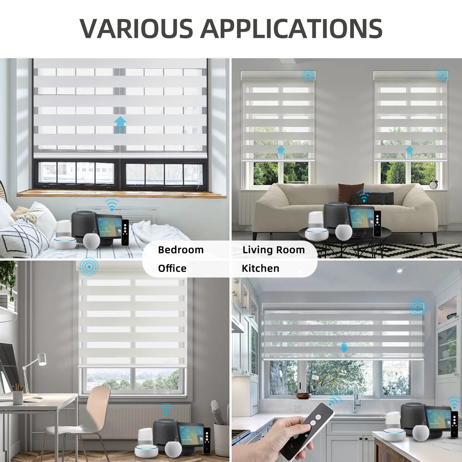 SmartWings Motorized Zebra Shades 100% Blackout 95mm Chloris