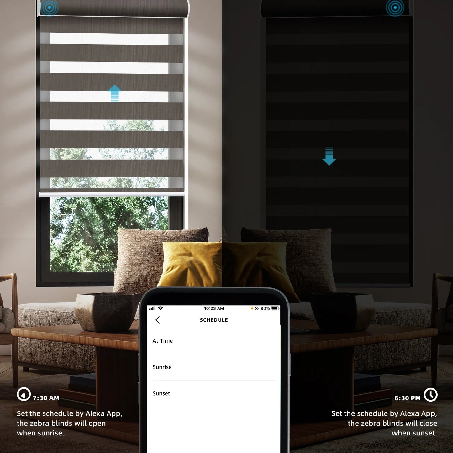 SmartWings Motorized Zebra Shades 100% Blackout 95mm Chloris