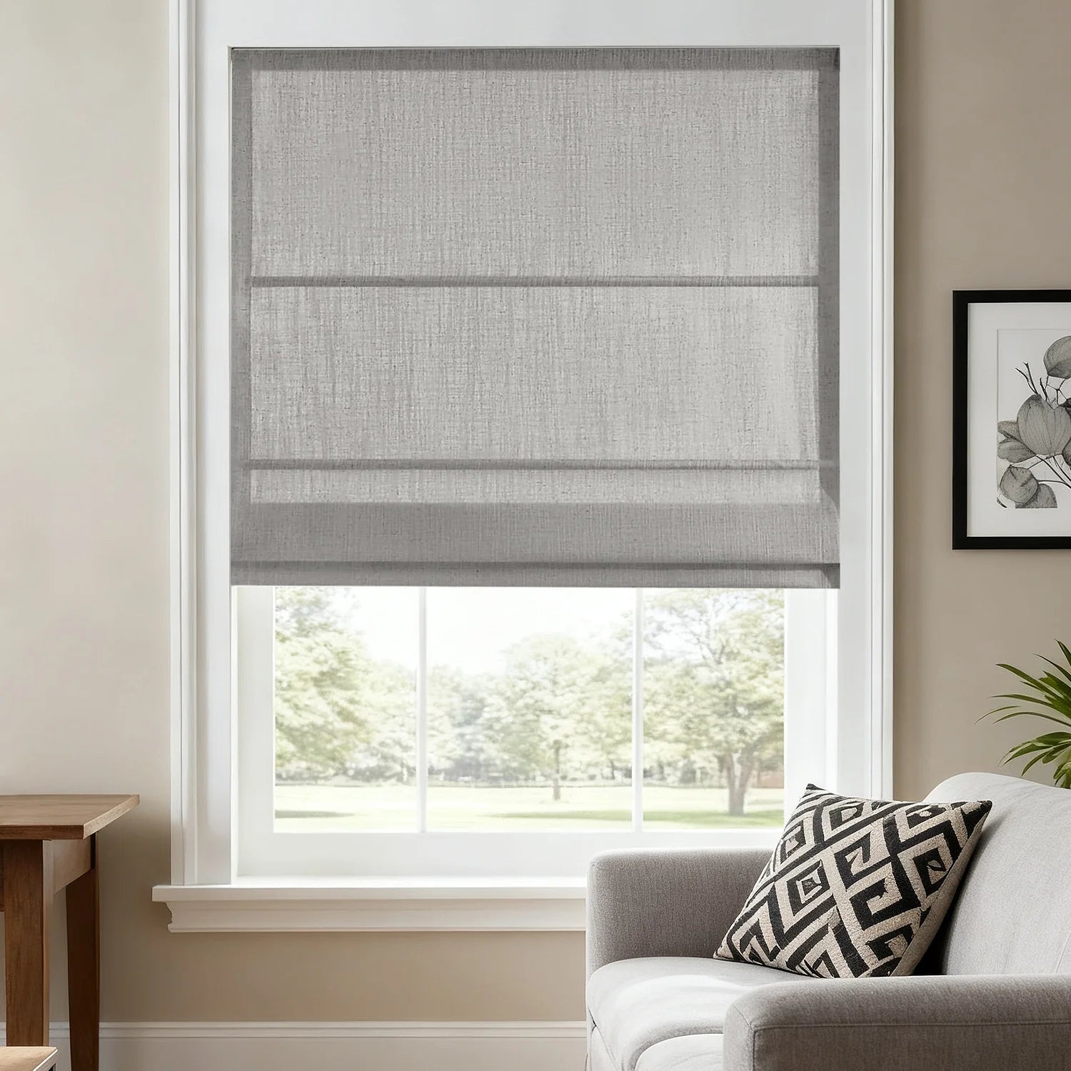 SmartWings Motorized Linen Roman Shades 50%/70%/100% Blackout Daphne