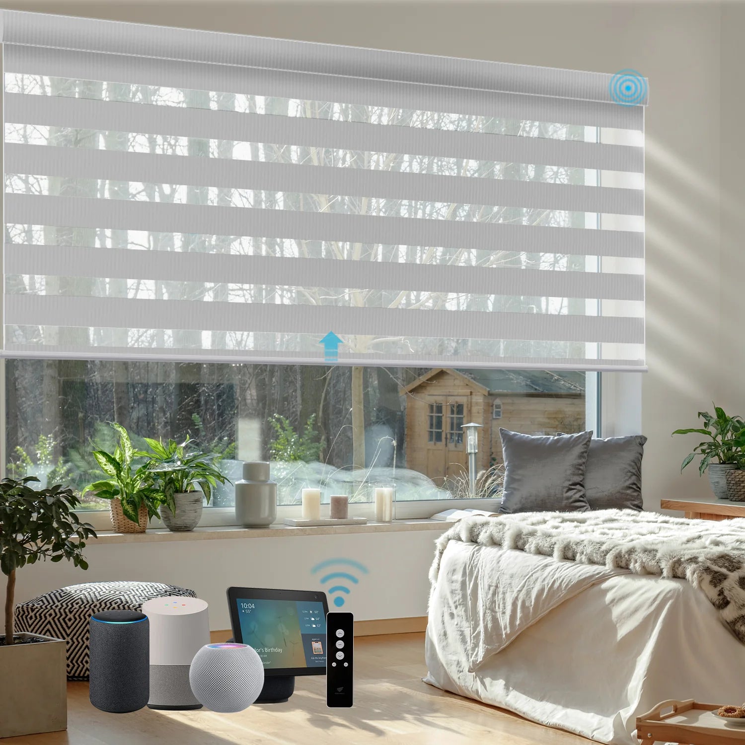 SmartWings Motorized Zebra Shades 100% Blackout 95mm Chloris