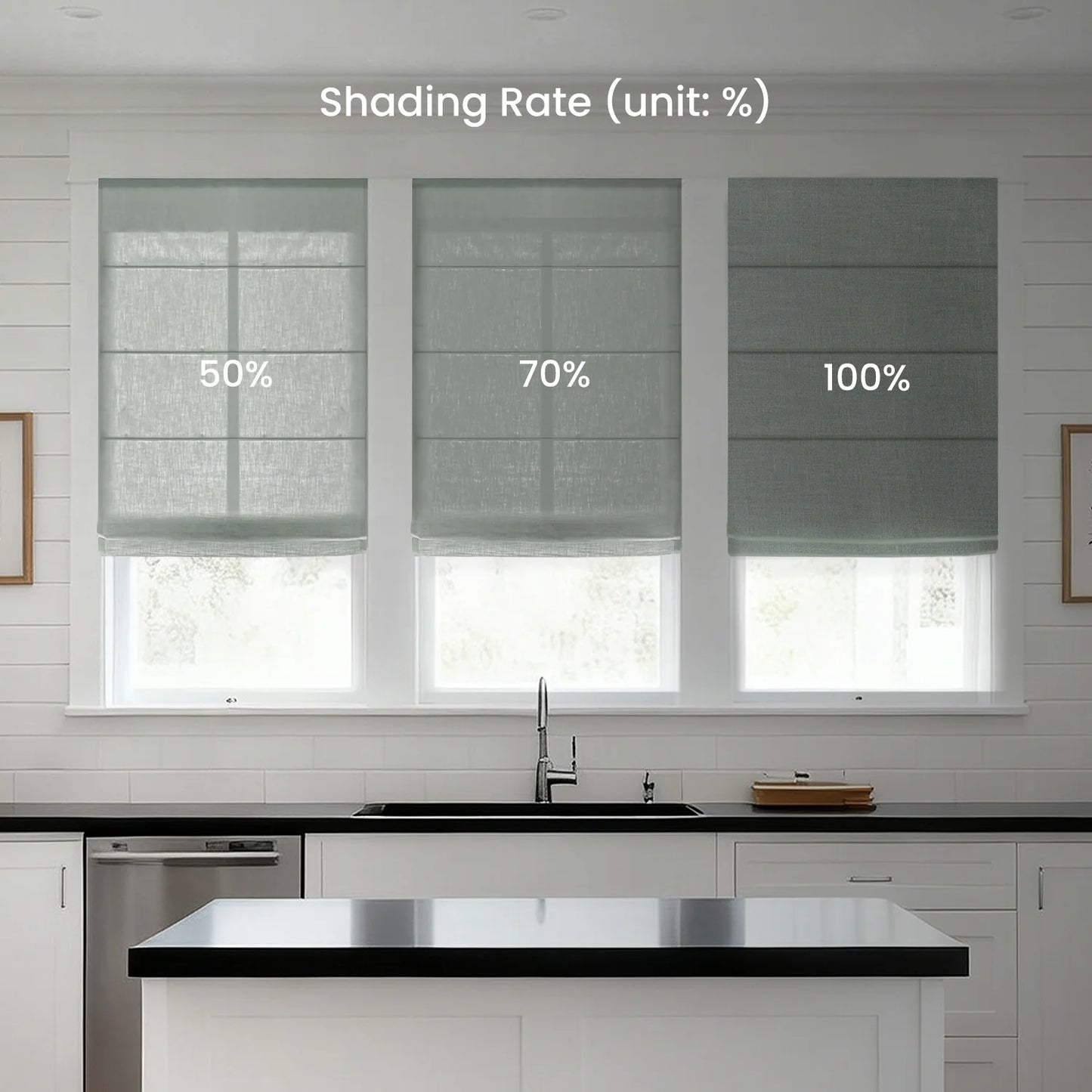 SmartWings Motorized Linen Roman Shades 50%/70%/100% Blackout Daphne