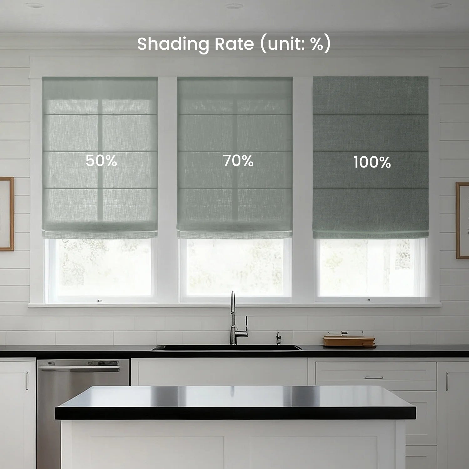 SmartWings Motorized Linen Roman Shades 50%/70%/100% Blackout Daphne