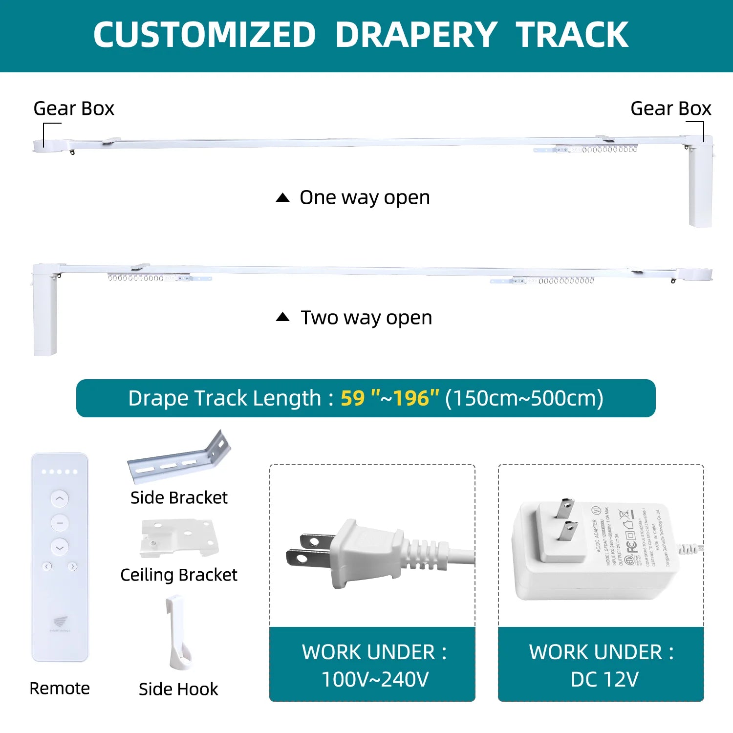SmartWings Motorized Linen Drapery 50%/70%/100% Blackout Daphne Regular price